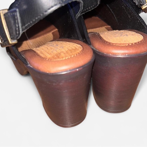 Black and Brown Platform Mules with Slingback Design - Picture 6 of 7